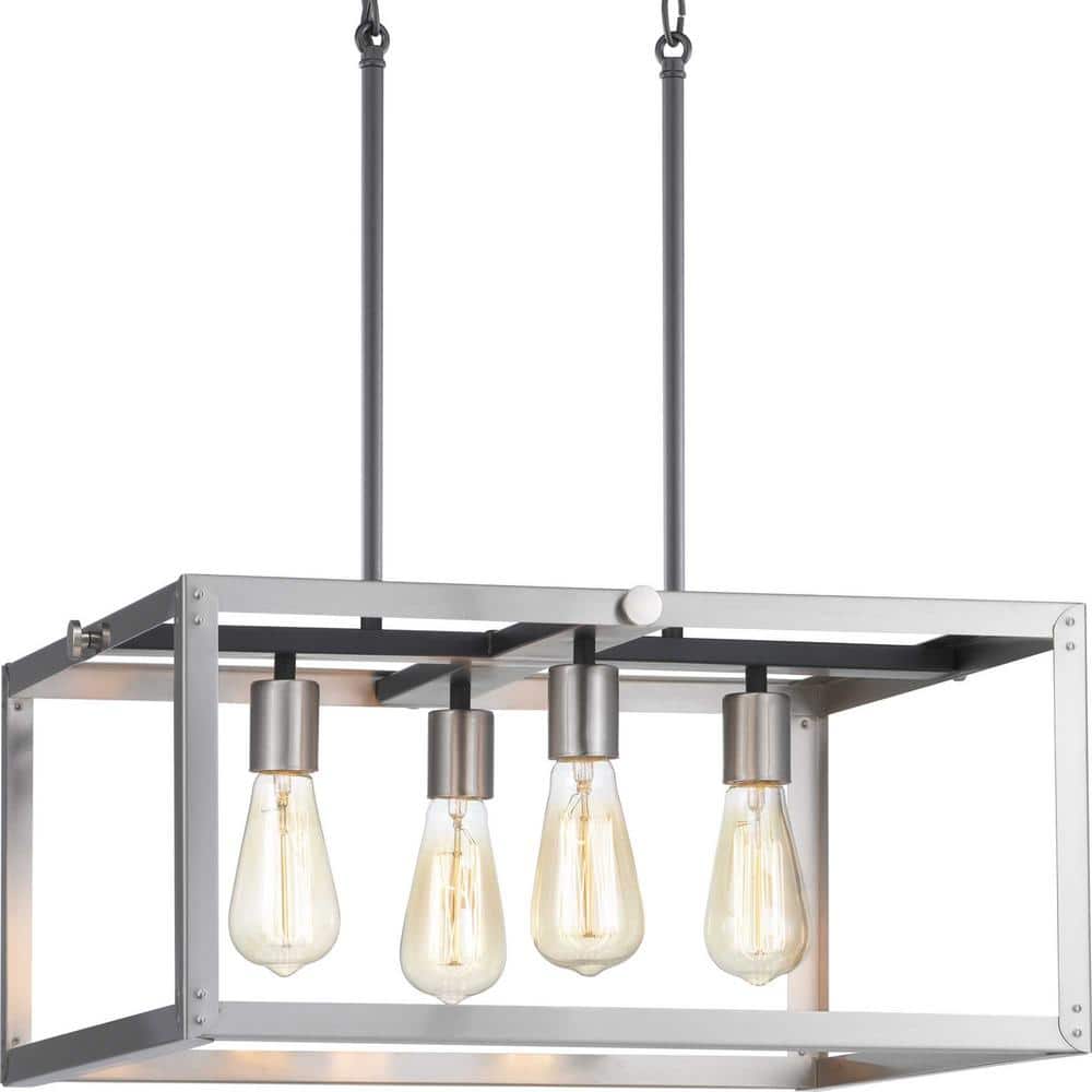 Progress Lighting Union Square Collection 4-Light Stainless Steel Coastal Chandelier Light