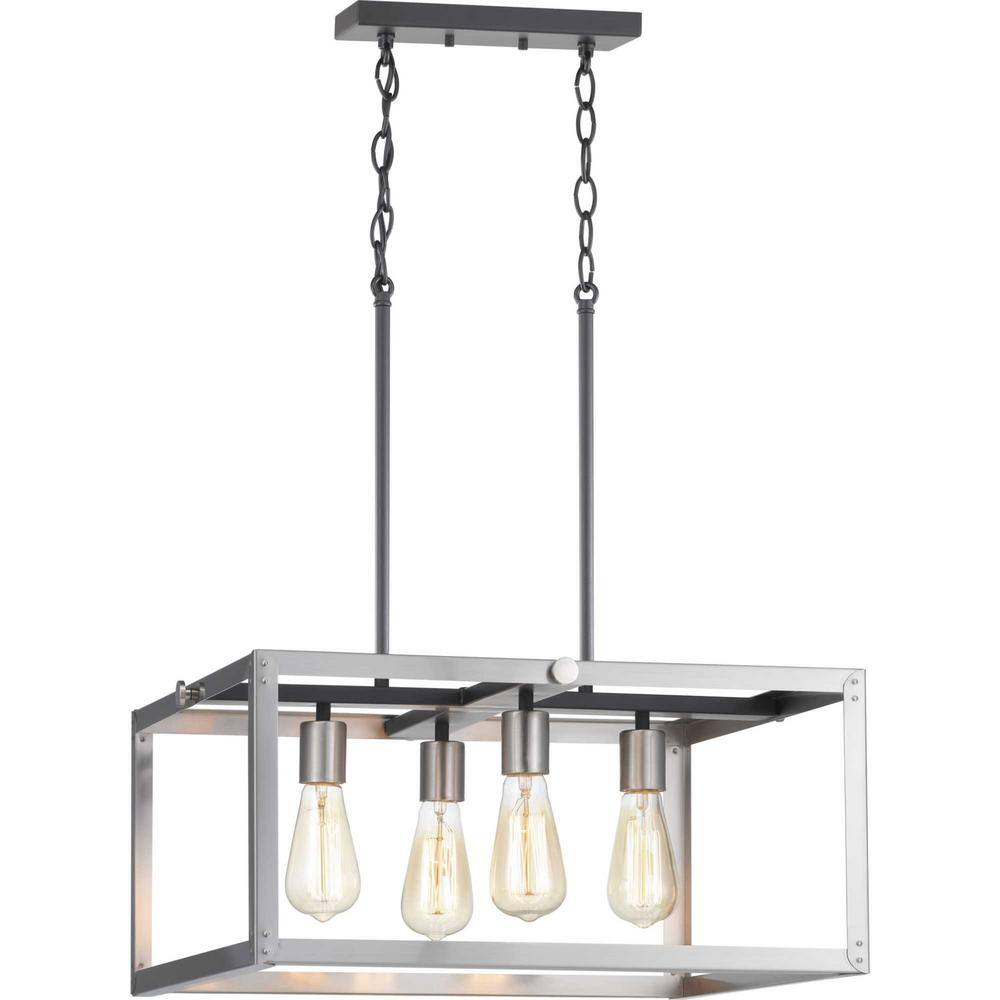 Progress Lighting Union Square Collection 4-Light Stainless Steel Coastal Chandelier Light