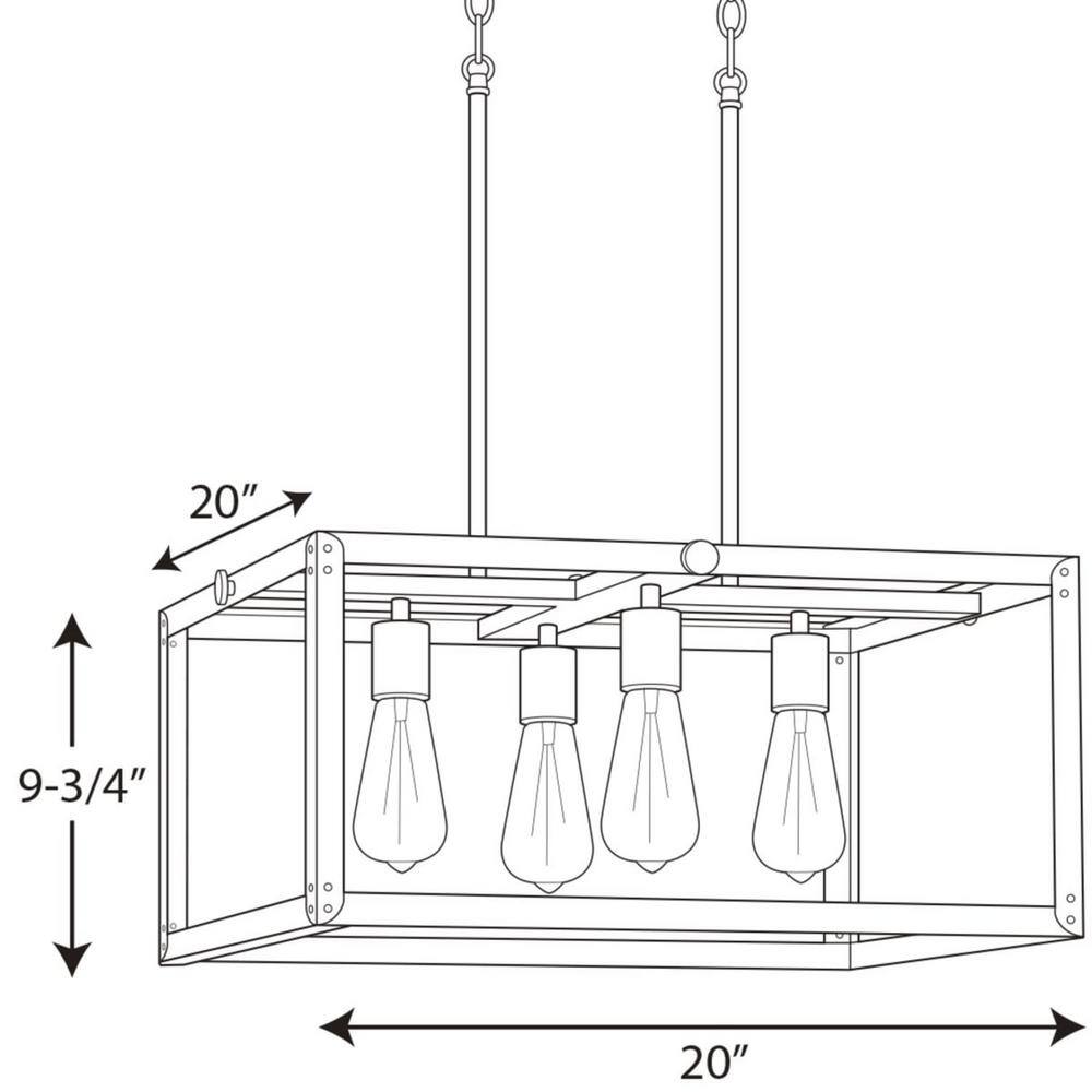 Progress Lighting Union Square Collection 4-Light Stainless Steel Coastal Chandelier Light