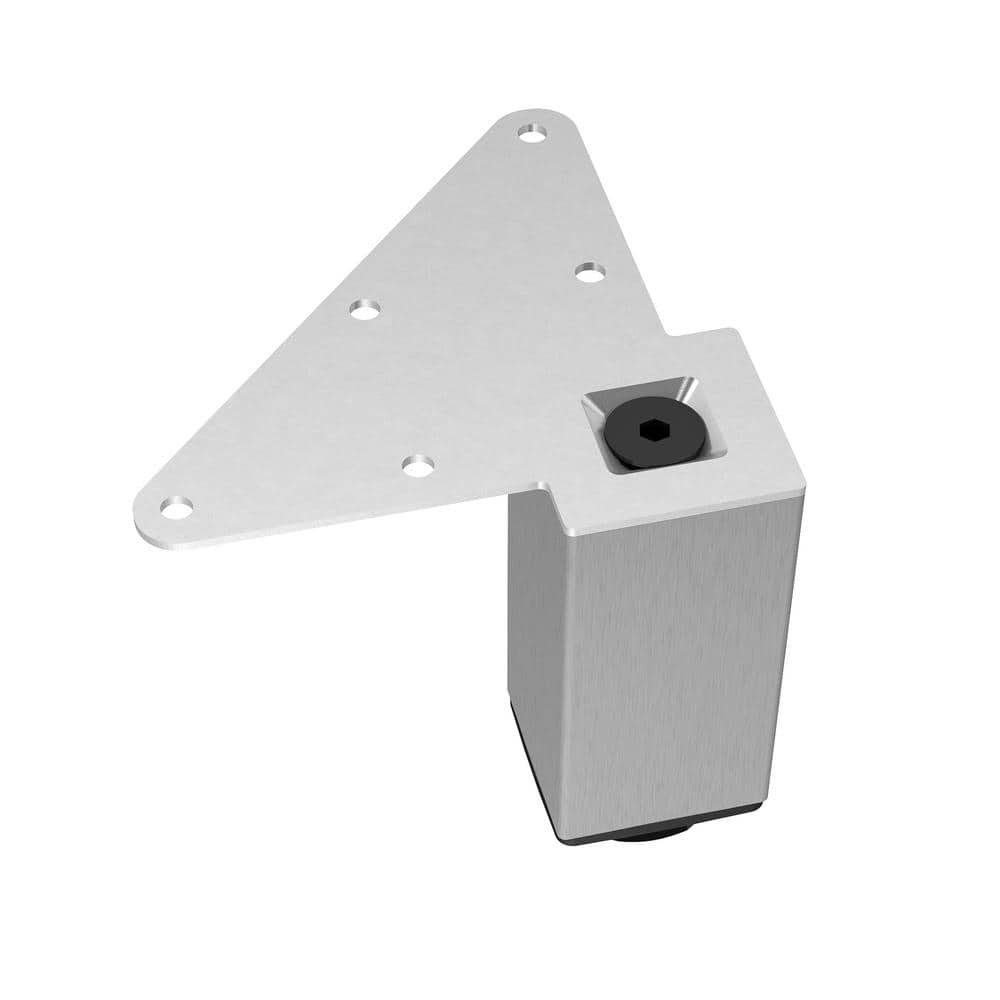 Richelieu 3-15/16 in. Stainless Steel Square Furniture Legs with Leveling Glide (4-Pack)