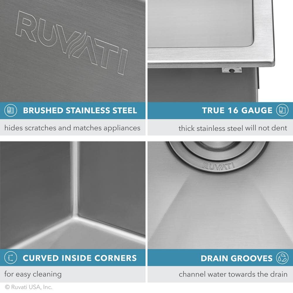 Ruvati Forma Pro 16-Gauge Stainless Steel Drop-In Laundry Utility Sink