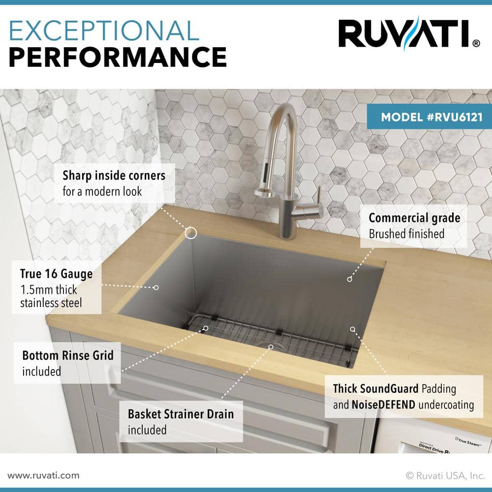 Ruvati Savona 12-inch Undermount Laundry Utility Sink - 16 Gauge Stainless Steel
