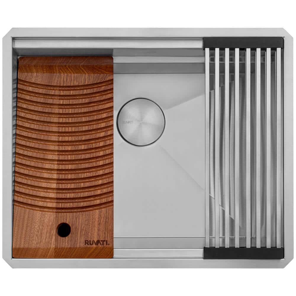 Ruvati Alto 23 in. x 19 in. x 13 in. 16 Gallons Undermount Laundry/Utility Sink in Stainless Steel with Washboard