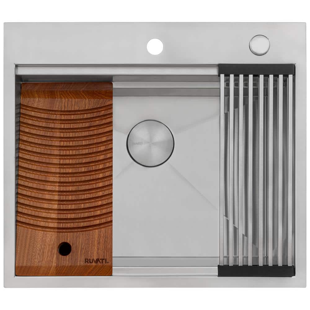 Ruvati Alto 25x22x12 Inch Stainless Steel Laundry Workstation Sink with Washboard