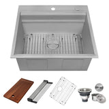 Ruvati Alto 25x22x12 Inch Stainless Steel Laundry Workstation Sink with Washboard