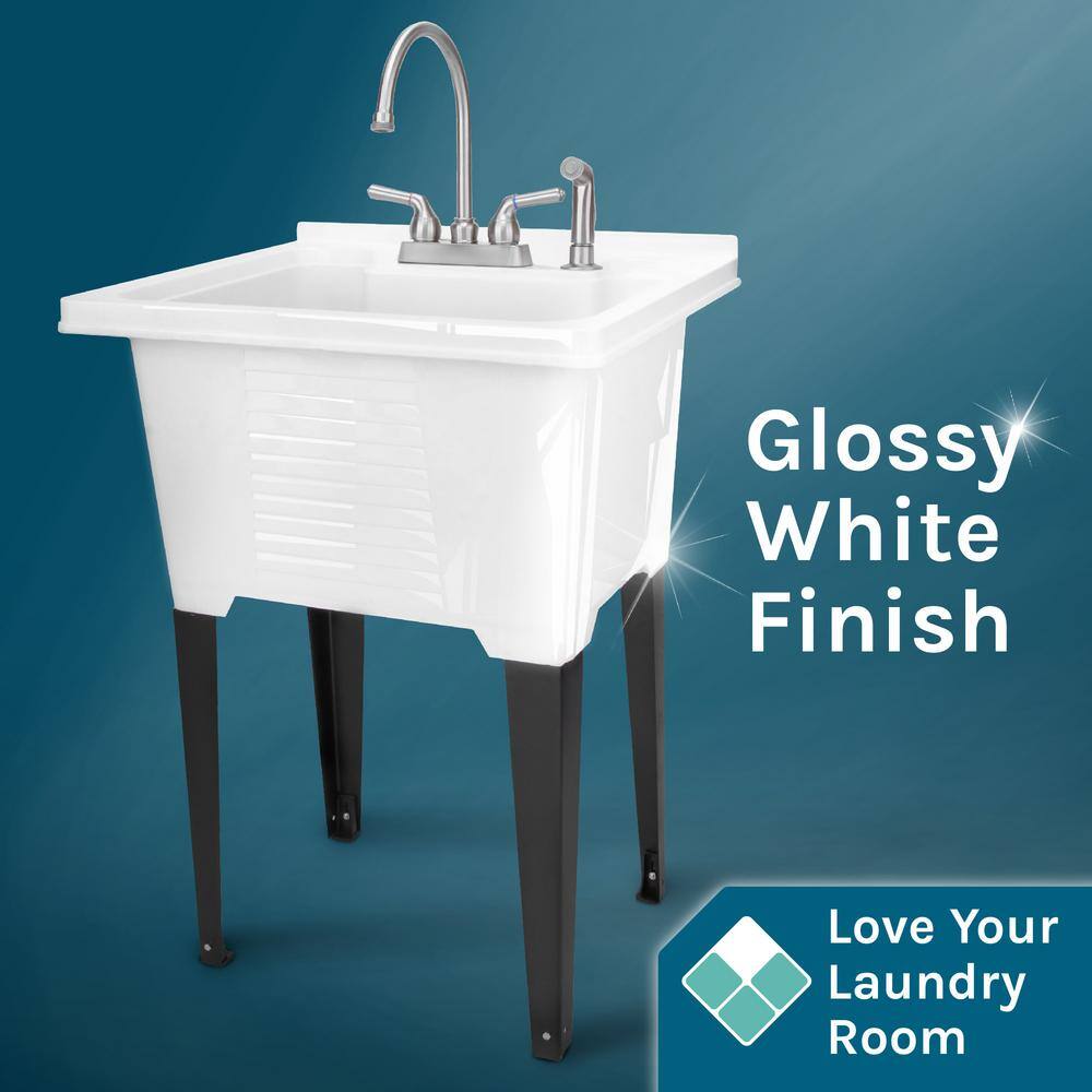 TEHILA 25 x 21.5 inch ABS Freestanding Utility Sink with Stainless Faucet