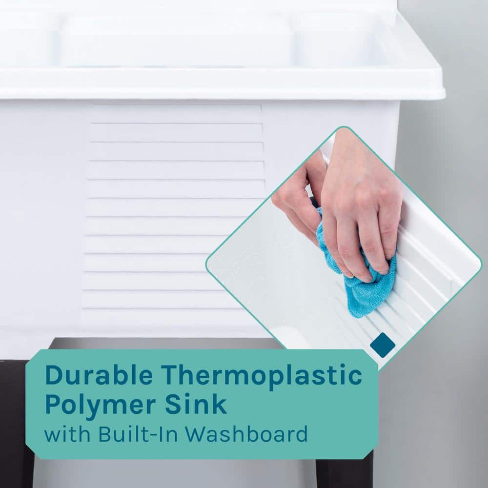TEHILA 25x21.5 ABS Plastic Freestanding Utility Sink with Stainless Faucet & Soap Dispenser