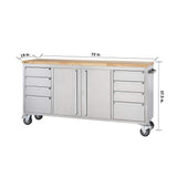 TRINITY 72 in. W x 19 in. D 8-Drawer Stainless-Steel Corner Rolling Mobile Workbench