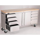 TRINITY 72 in. W x 19 in. D 8-Drawer Stainless-Steel Corner Rolling Mobile Workbench