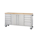 TRINITY 72 in. W x 19 in. D 8-Drawer Stainless-Steel Corner Rolling Mobile Workbench