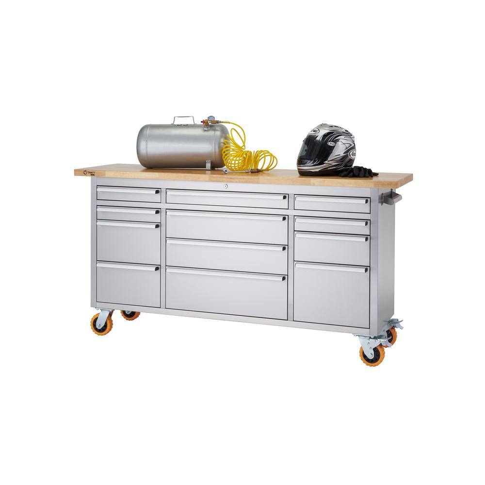 TRINITY PRO 72 in. W x 19 in. D 12-Drawer Rolling Workbench with Storage