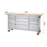 TRINITY PRO 72 in. W x 19 in. D 12-Drawer Rolling Workbench with Storage