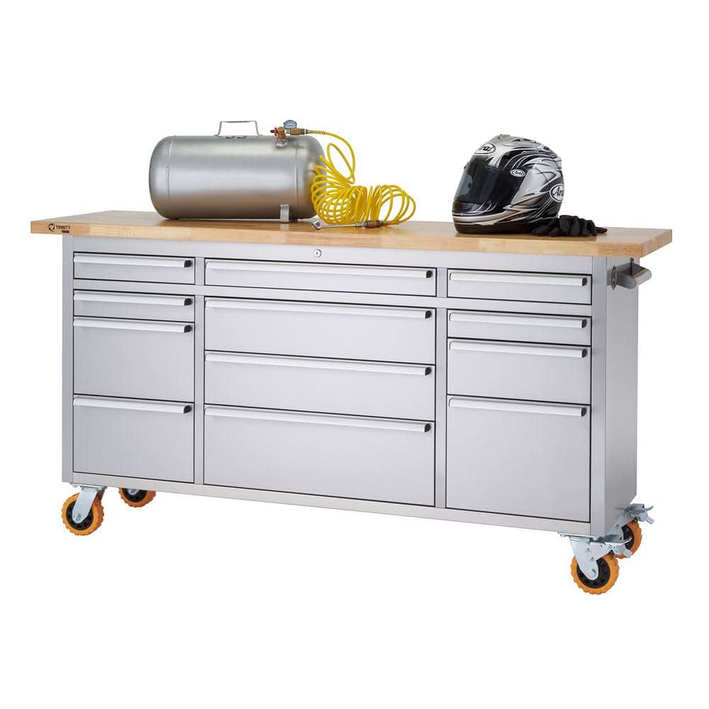 TRINITY PRO 72 in. W x 19 in. D 12-Drawer Rolling Workbench with Storage