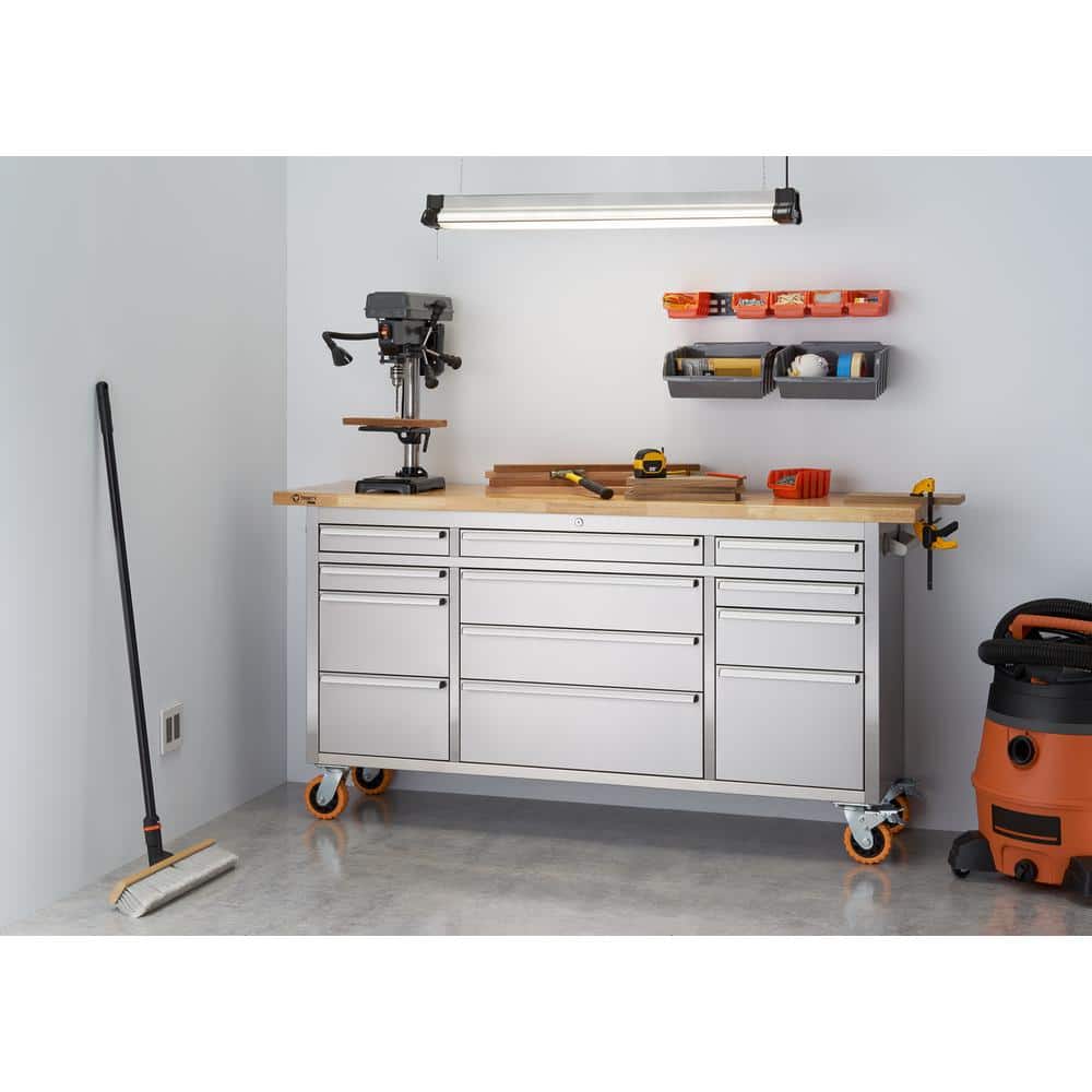 TRINITY PRO 72 in. W x 19 in. D 12-Drawer Rolling Workbench with Storage