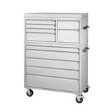 TRINITY 43 in. W x 25 in. D 11-Drawer Stainless Steel Rolling Tool Chest Combo