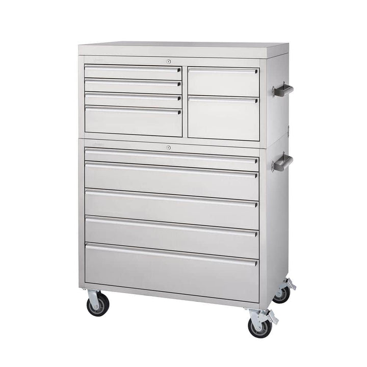 TRINITY 43 in. W x 25 in. D 11-Drawer Stainless Steel Rolling Tool Chest Combo