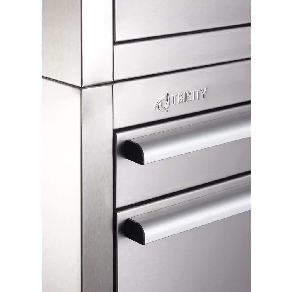 TRINITY 43 in. W x 25 in. D 11-Drawer Stainless Steel Rolling Tool Chest Combo