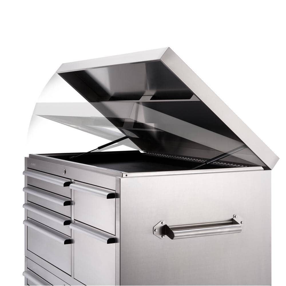 TRINITY 43 in. W x 25 in. D 11-Drawer Stainless Steel Rolling Tool Chest Combo