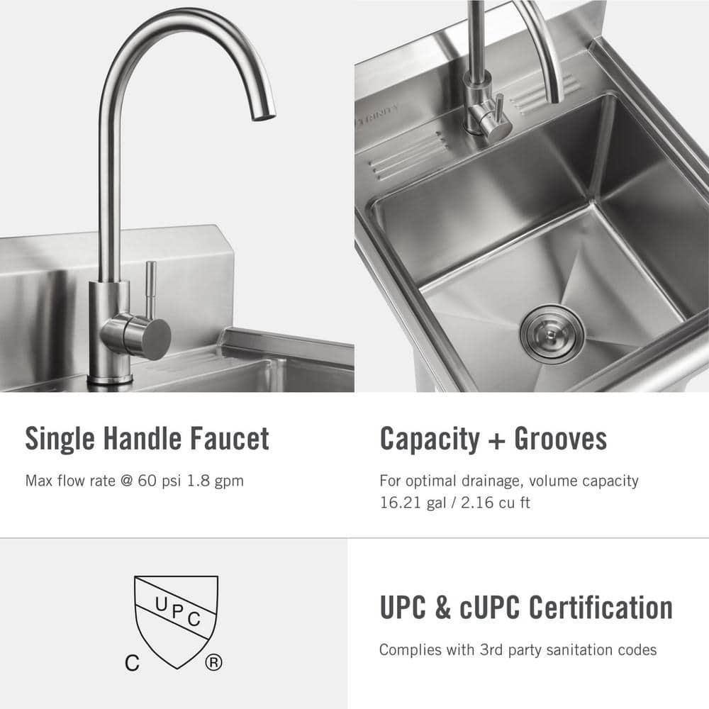 TRINITY 21.5 in. Stainless Steel Utility Sink NSF Certified
