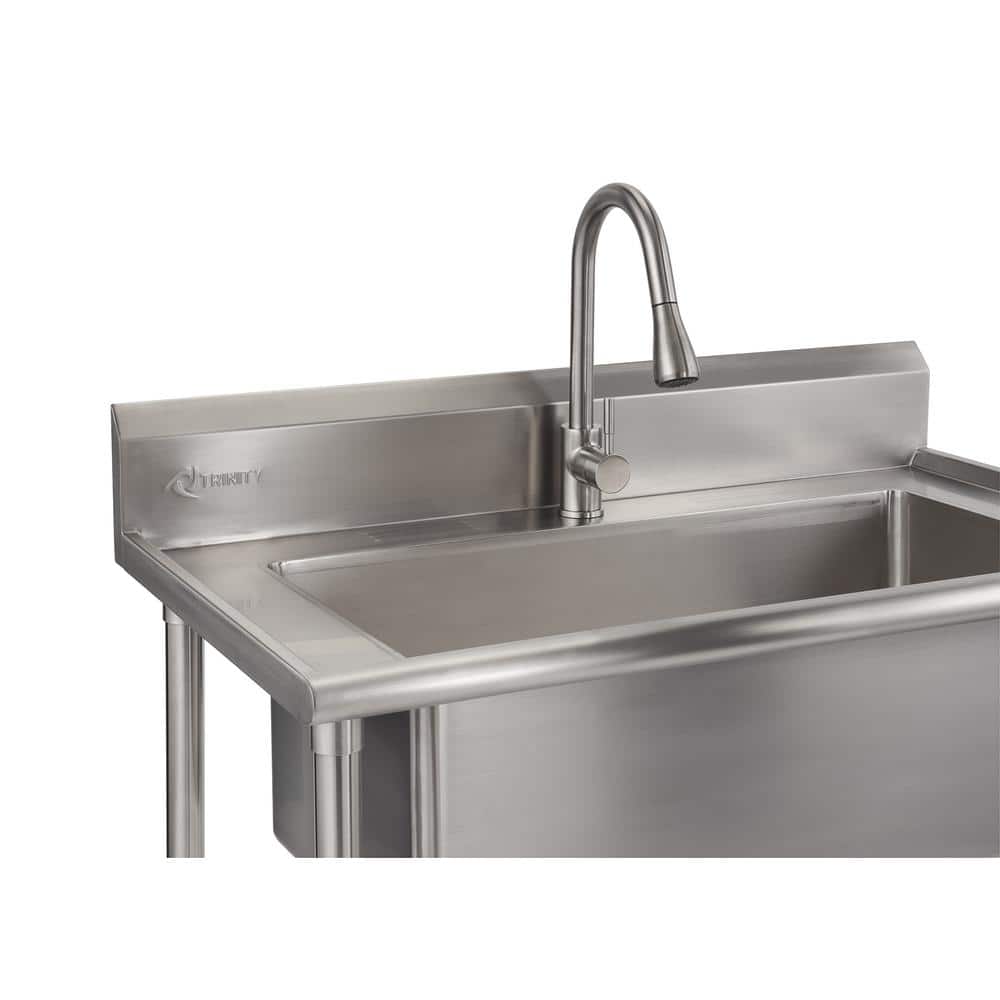 TRINITY Stainless Steel Utility Sink with Pull-Out Faucet