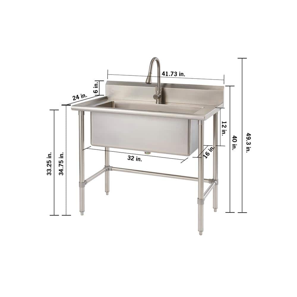 TRINITY Stainless Steel Utility Sink with Pull-Out Faucet