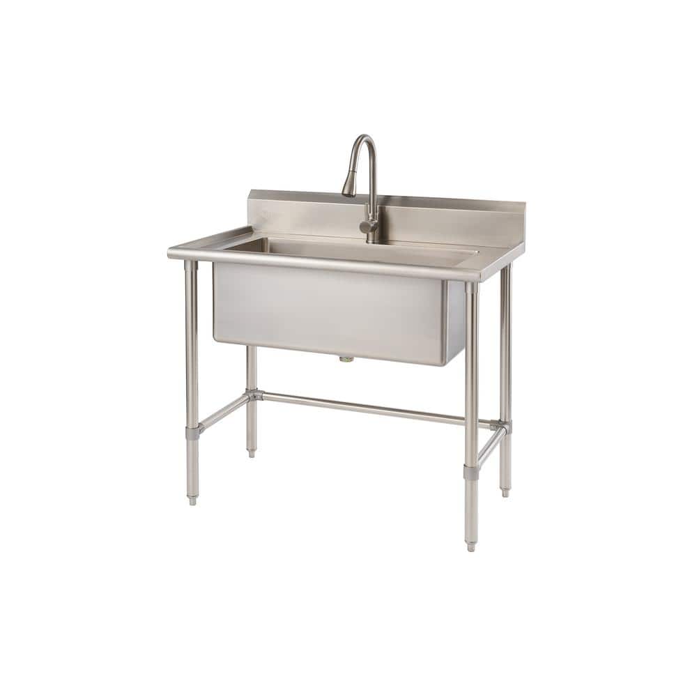 TRINITY Stainless Steel Utility Sink with Pull-Out Faucet