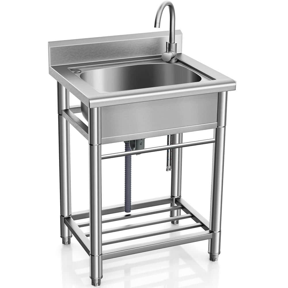 UKISHIRO 19.6 in. D x 21.6 in. W 7.6 gal Stainless Steel Laundry Utility Sink with Faucet