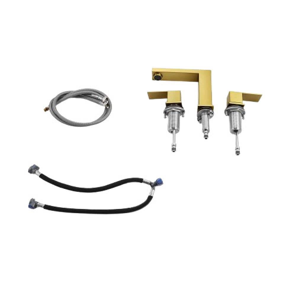 Commercial Metering Double Handle Bathroom Sink Faucet in Stainless Steel - Model 16GS-36107
