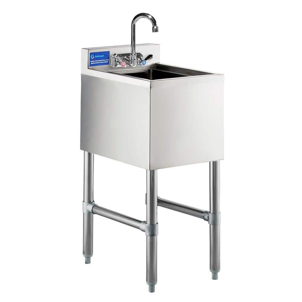 AMGOOD 18.75 x 14 Stainless Steel Under Bar Utility Sink with Faucet