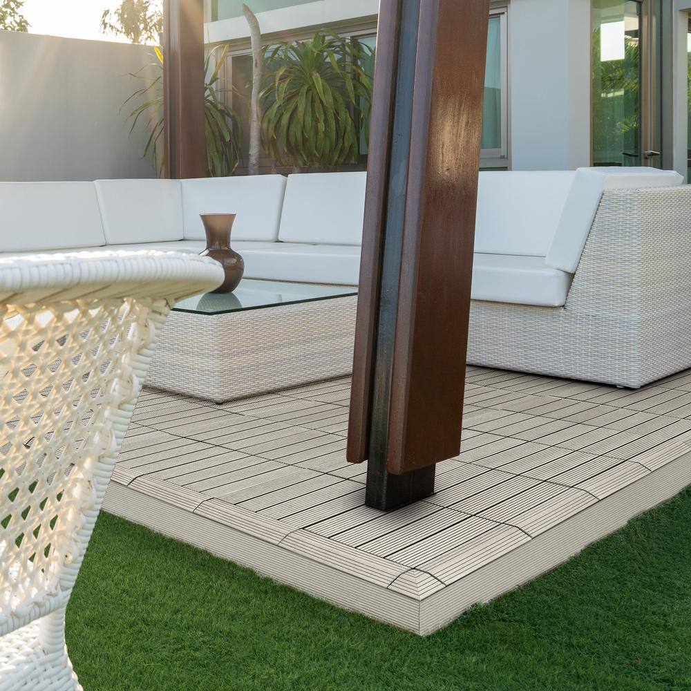 CREATIVE SURFACES 3 in. x 12 in. Composite Deck Tile Edge Trim in Star Gray (4-Pieces Per Box)