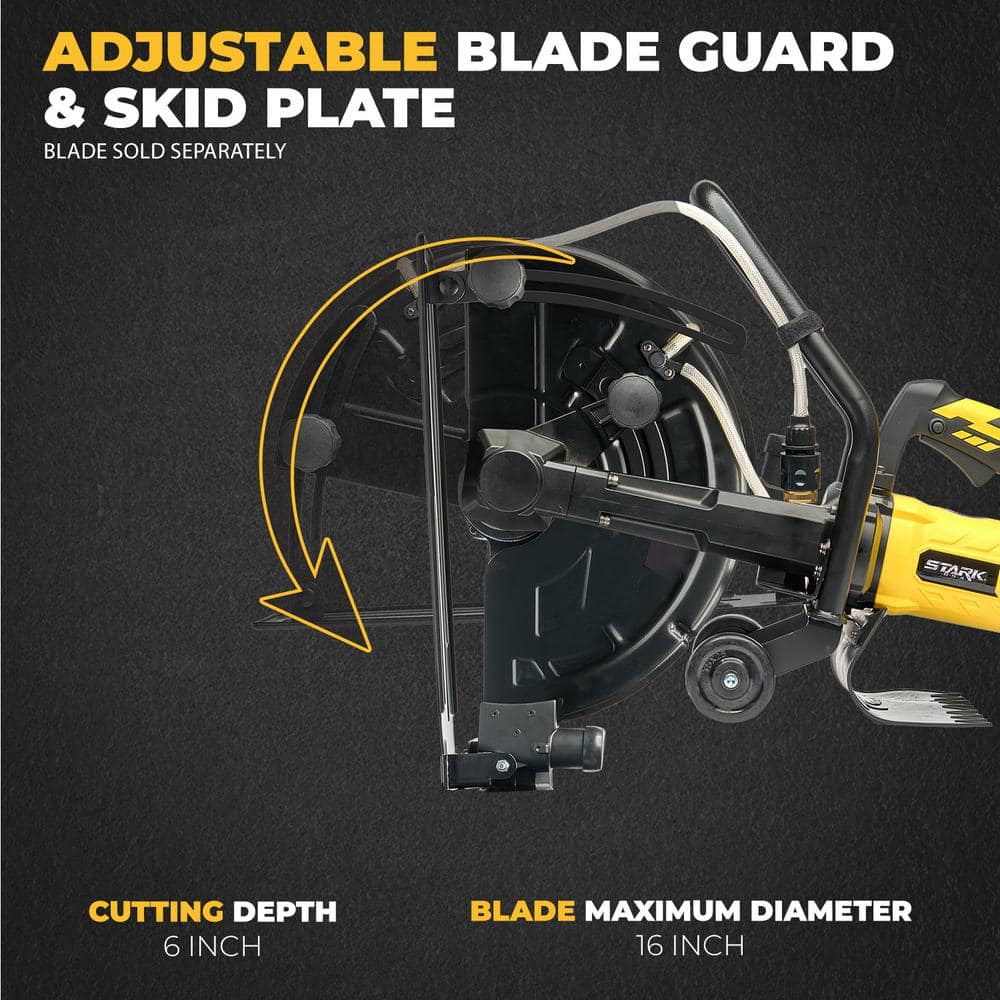 Stark 16 in. 3200-Watt Circular Cut Concrete Saw Cutter with Water Line Attachment (No-Blade)
