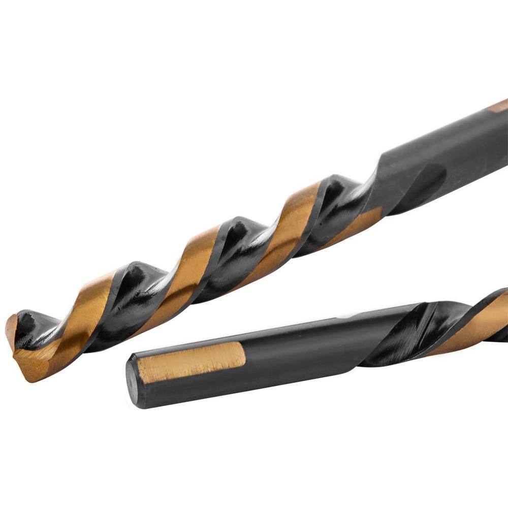 STARK USA Heavy-Duty High Speed Steel Drill Bit Set Black Gold Finish HSS 135 Split Jobber Length (21-Pieces)