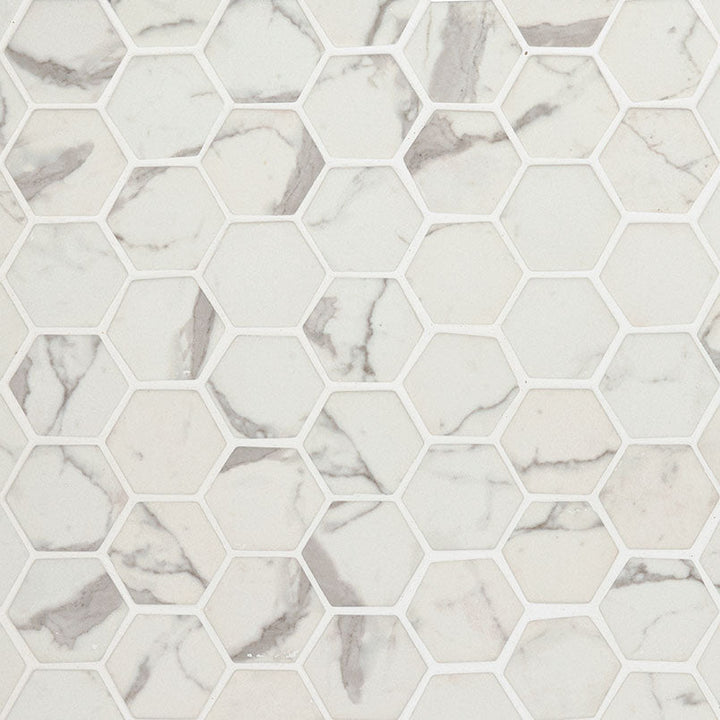 MS International Statuario Celano 12 x 12 Hexagon Glass Mosaic Tile