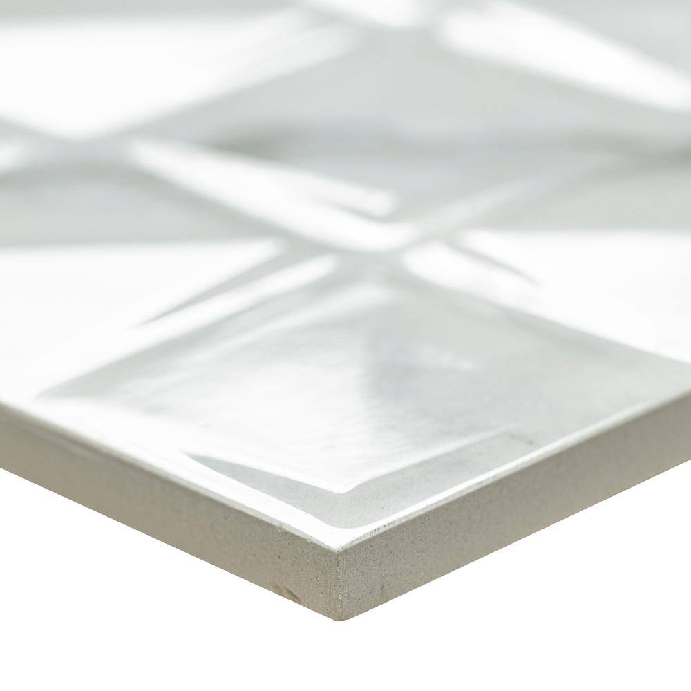 MSI Dymo Statuary Chex White 12 in. x 24 in. Glossy Ceramic 3D Patterned Wall Tile (960 sq. ft./Pallet)