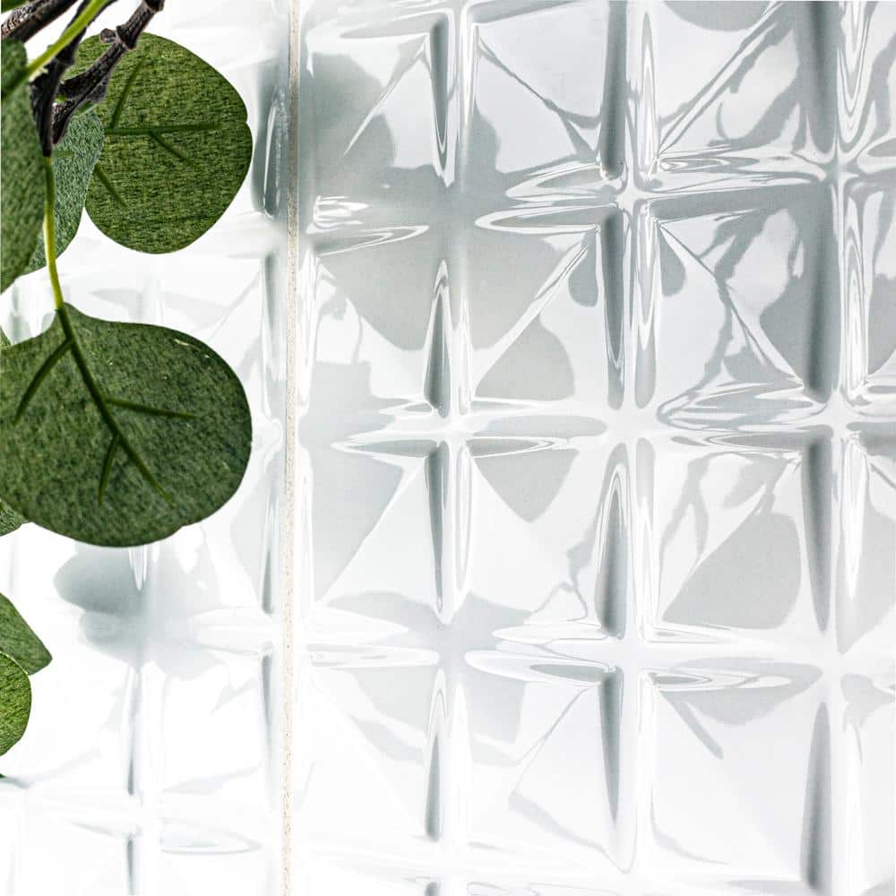 MSI Dymo Statuary Chex White 12 in. x 24 in. Glossy Ceramic 3D Patterned Wall Tile (960 sq. ft./Pallet)