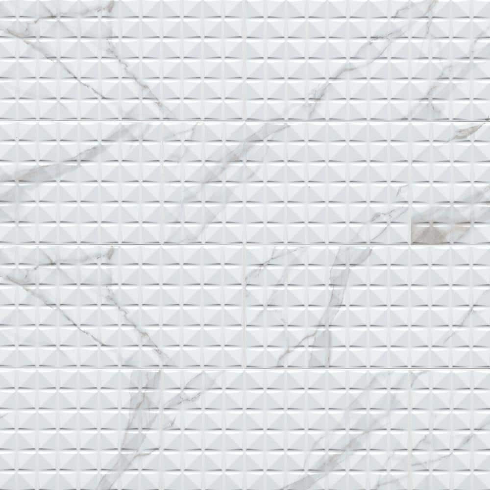 MSI Dymo Statuary Chex White 12 in. x 24 in. Glossy Ceramic 3D Patterned Wall Tile (960 sq. ft./Pallet)