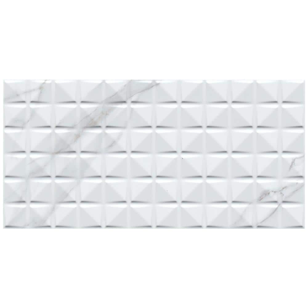 MSI Dymo Statuary Chex White 12 in. x 24 in. Glossy Ceramic 3D Patterned Wall Tile (960 sq. ft./Pallet)