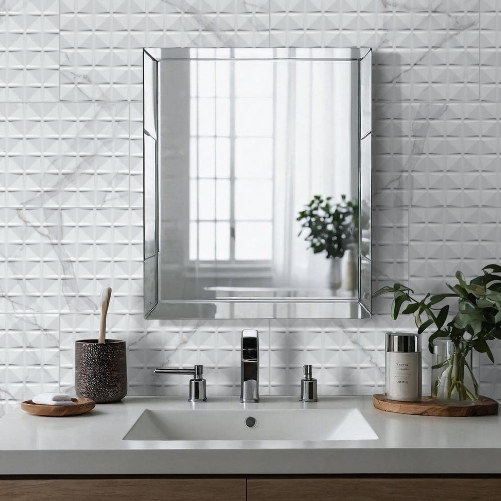 MSI Dymo Statuary Chex White 12 in. x 24 in. Glossy Ceramic 3D Patterned Wall Tile (960 sq. ft./Pallet)