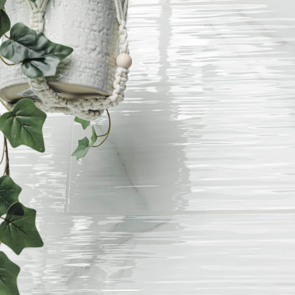 MSI Dymo Statuary Stripe White 12 in. x 24 in. Glossy Ceramic 3D Patterned Wall Tile (960 sq. ft./Pallet)