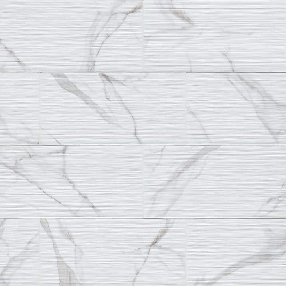 MSI Dymo Statuary Stripe White 12 in. x 24 in. Glossy Ceramic 3D Patterned Wall Tile (960 sq. ft./Pallet)