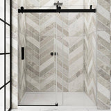 Staykiwi 72 in. W x 76 in. H Single Sliding Frameless Shower Door in Matte Black Finish with Buffer