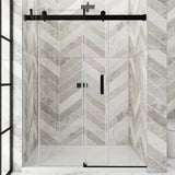 Staykiwi 72 in. W x 76 in. H Single Sliding Frameless Shower Door in Matte Black Finish with Buffer