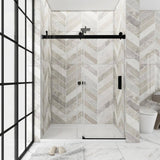Staykiwi 72 in. W x 76 in. H Single Sliding Frameless Shower Door in Matte Black Finish with Buffer