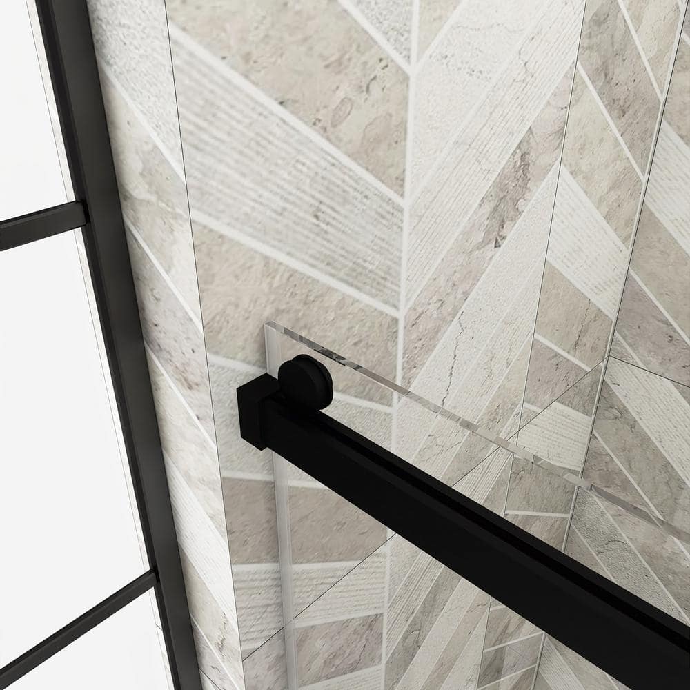 Staykiwi 72 in. W x 76 in. H Single Sliding Frameless Shower Door in Matte Black Finish with Buffer