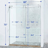 Staykiwi 60 in. W x 72 in. H Double Sliding Frameless Shower Door inChrome Finish with Clear Glass