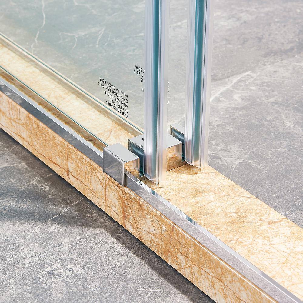 Staykiwi 60 in. W x 72 in. H Double Sliding Frameless Shower Door inChrome Finish with Clear Glass