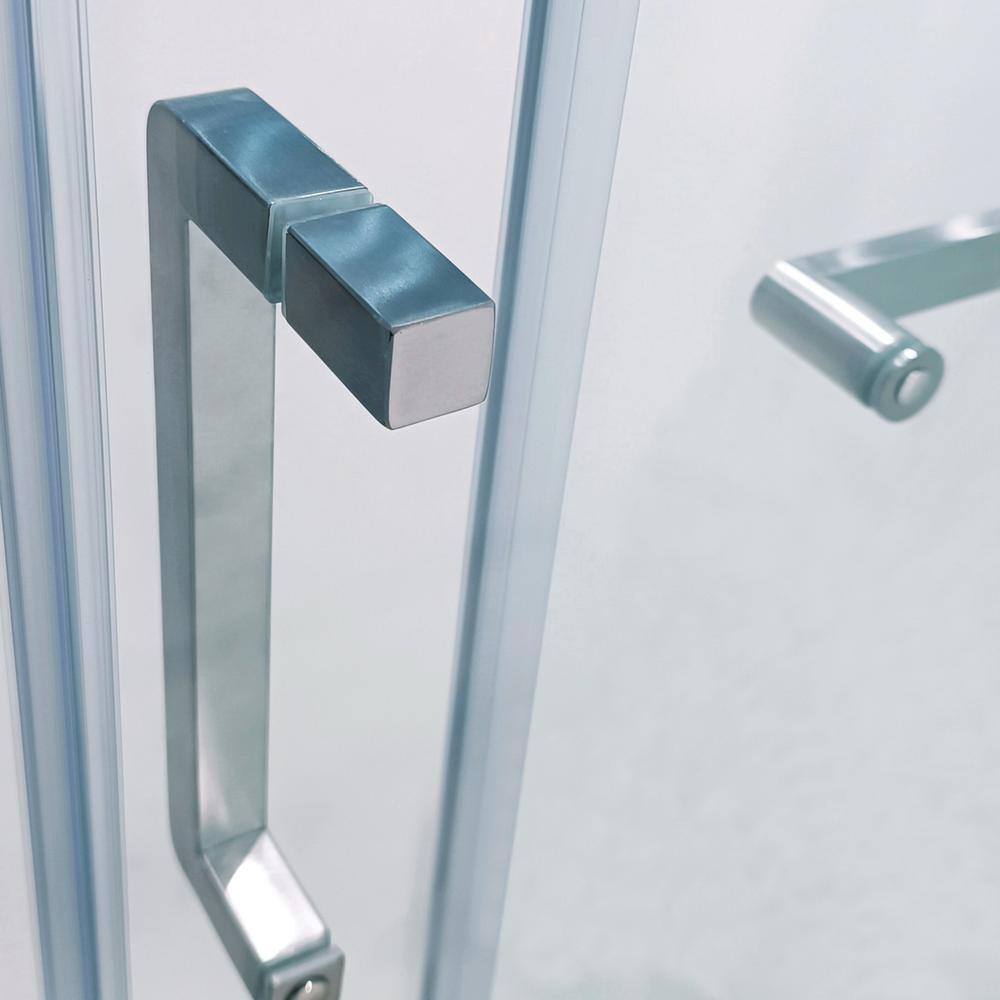 Staykiwi 60 in. W x 75 in. H Sliding Semi-Frameless Shower Door in Brushed Nickel Finish with Clear Glass