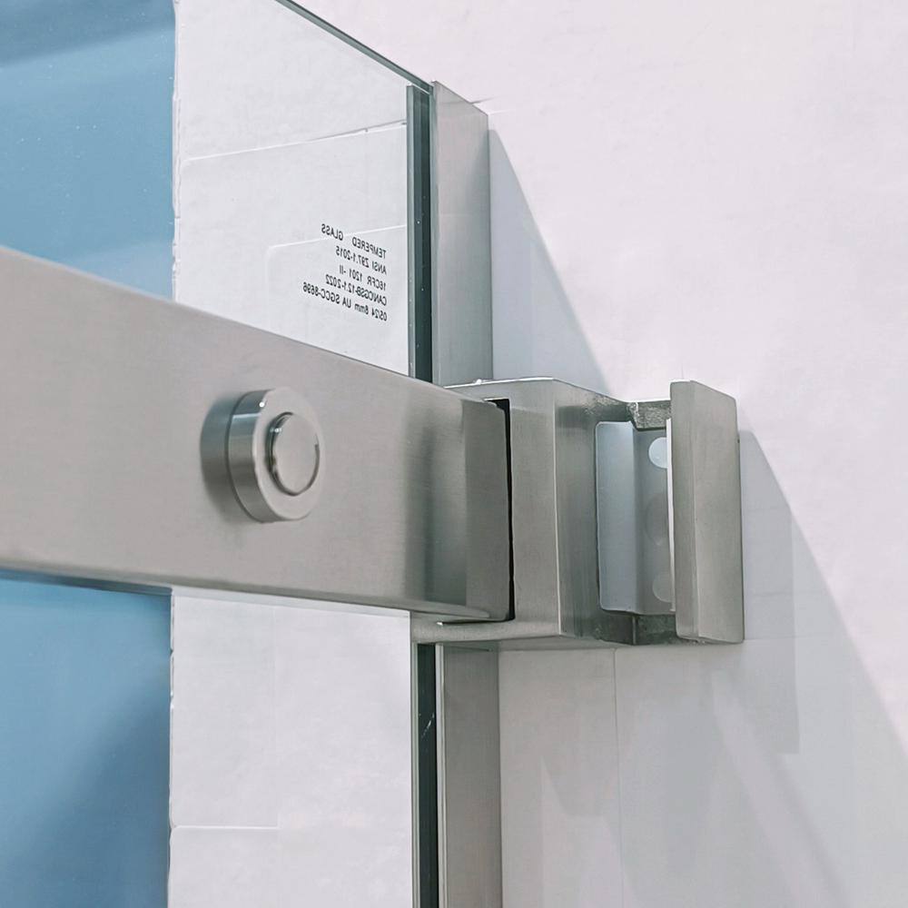 Staykiwi 60 in. W x 75 in. H Sliding Semi-Frameless Shower Door in Brushed Nickel Finish with Clear Glass