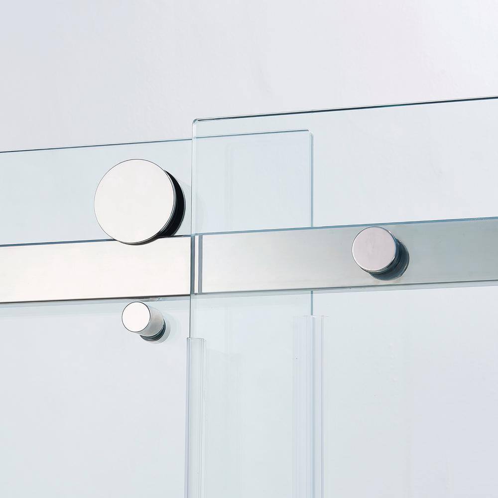 Staykiwi 60 in. W x 75 in. H Sliding Semi-Frameless Shower Door in Brushed Nickel Finish with Clear Glass