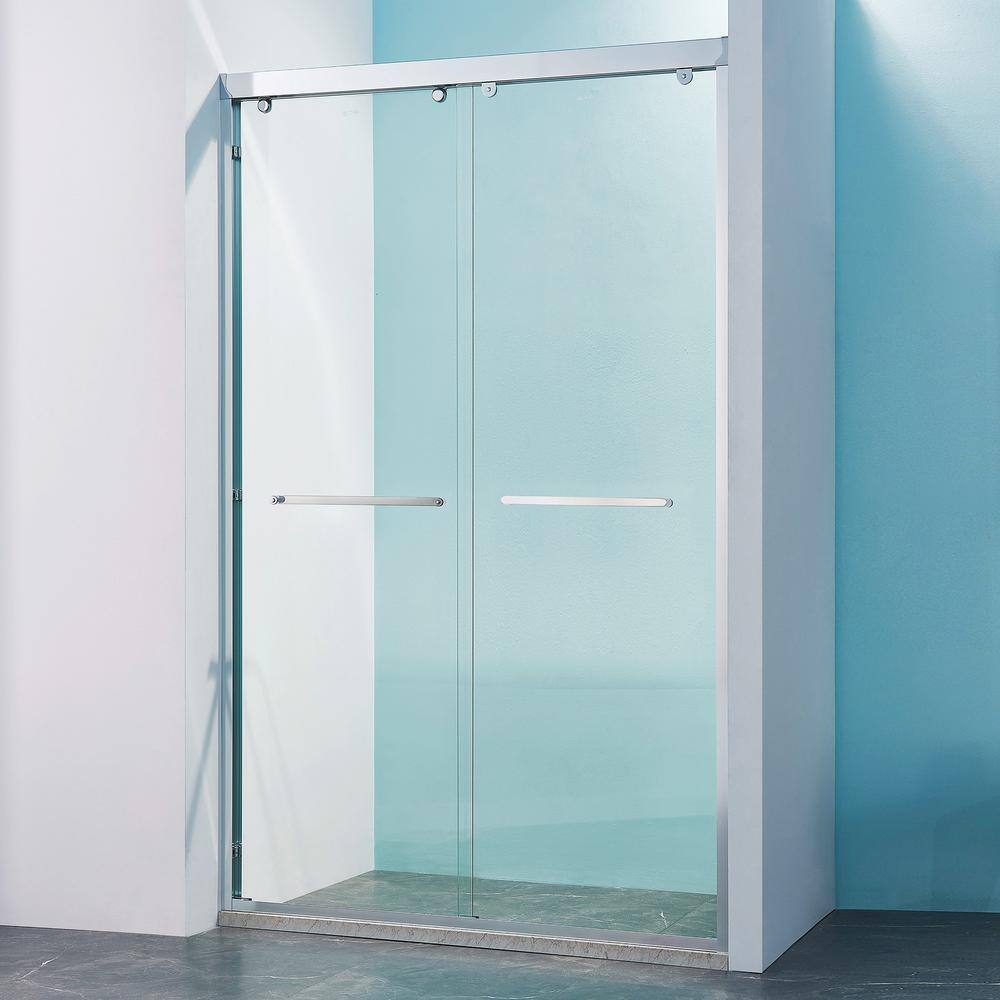 Staykiwi 48 in. W x 75 in. H Double Sliding Frame Shower Door in Chrome Finish with Clear Glass